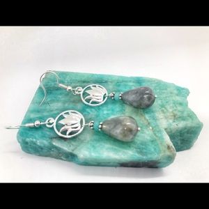 Unique, handmade earrings; silver & silver plated with semi-precious stones